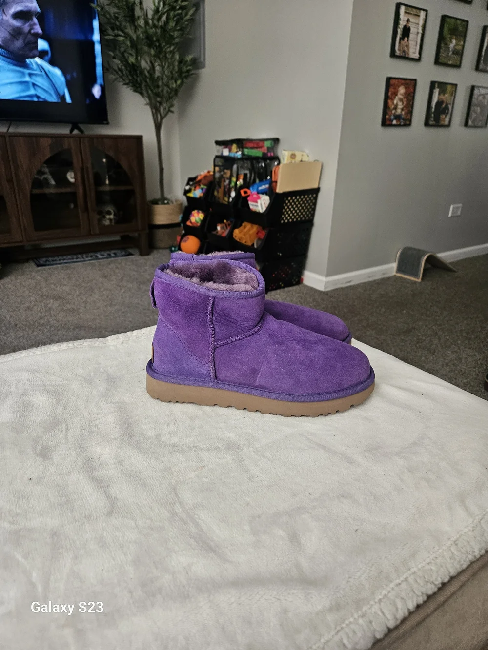 UGG Classic Mini II Purple Suede Sheepskin Boots Women's Size 6 EU 37